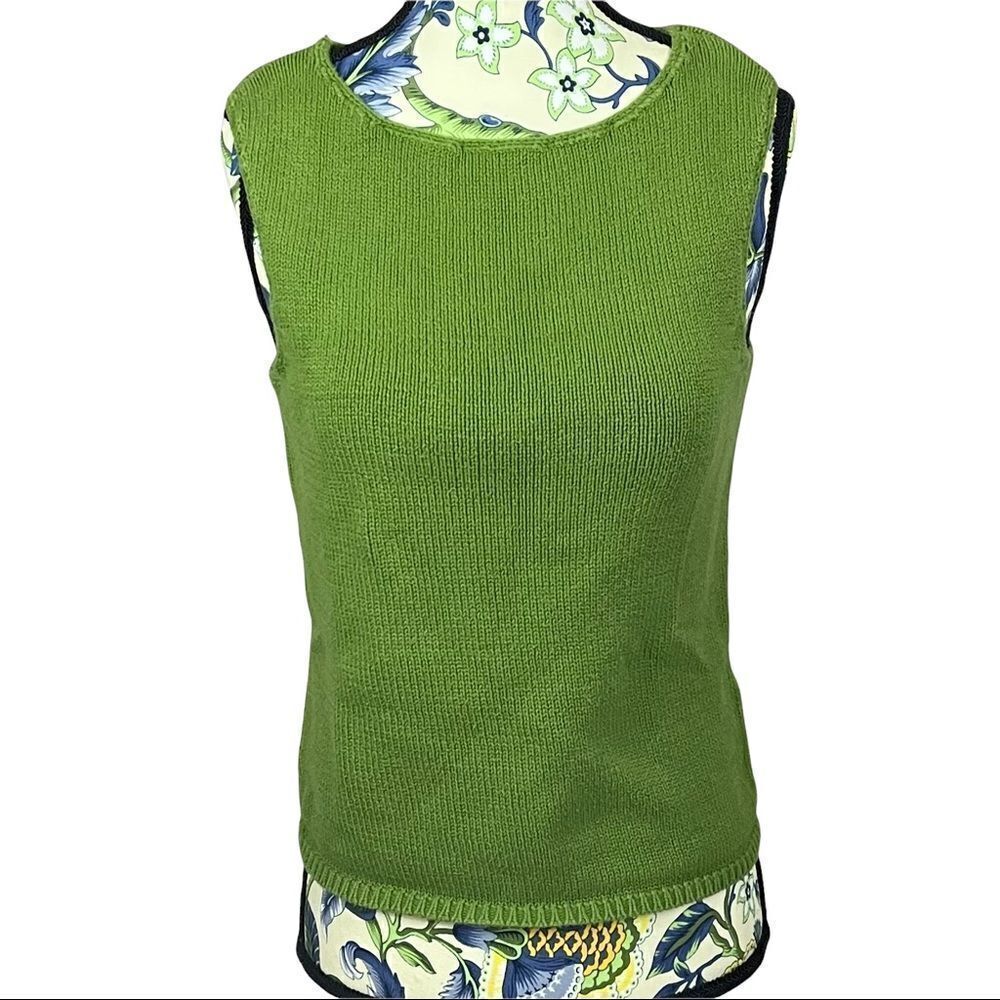 Cotton Ginny Green Sleeveless Sweater Vintage Size M